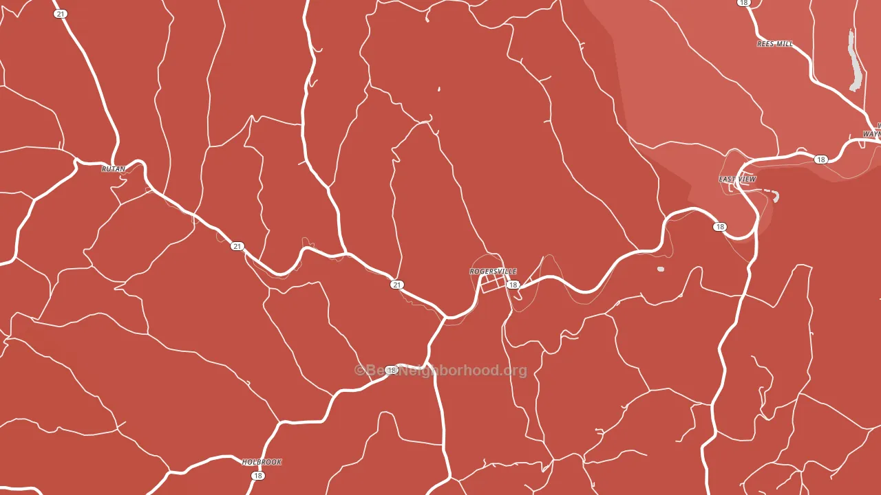 Rogersville, PA block-group political-lean map