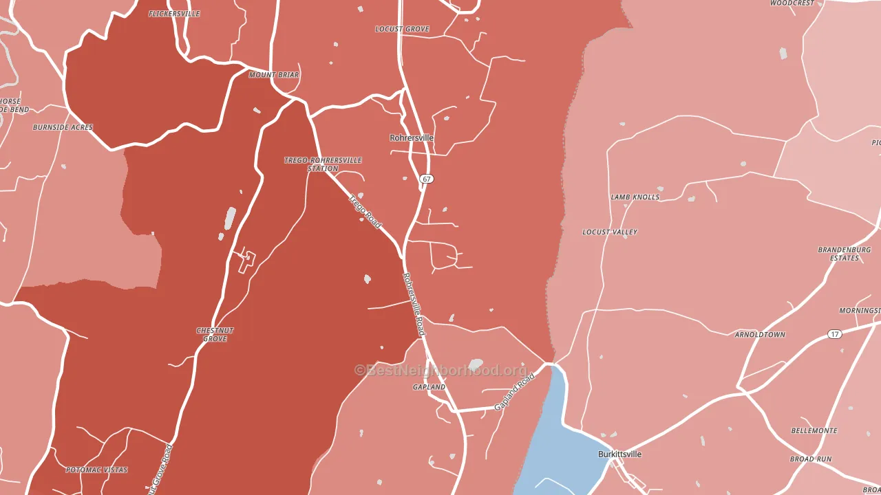 Rohrersville, MD block-group political-lean map