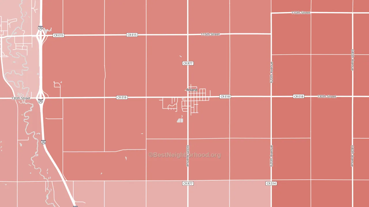 Roland, IA block-group political-lean map
