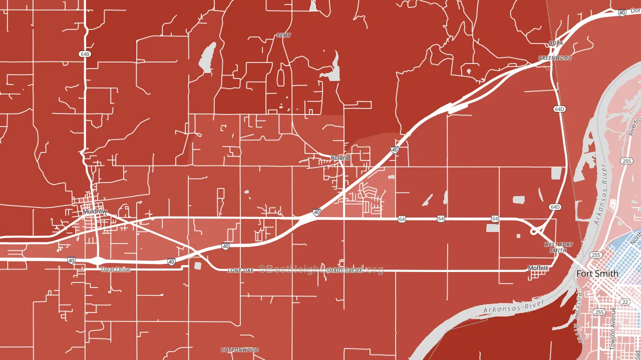 Roland, OK block-group political-lean map