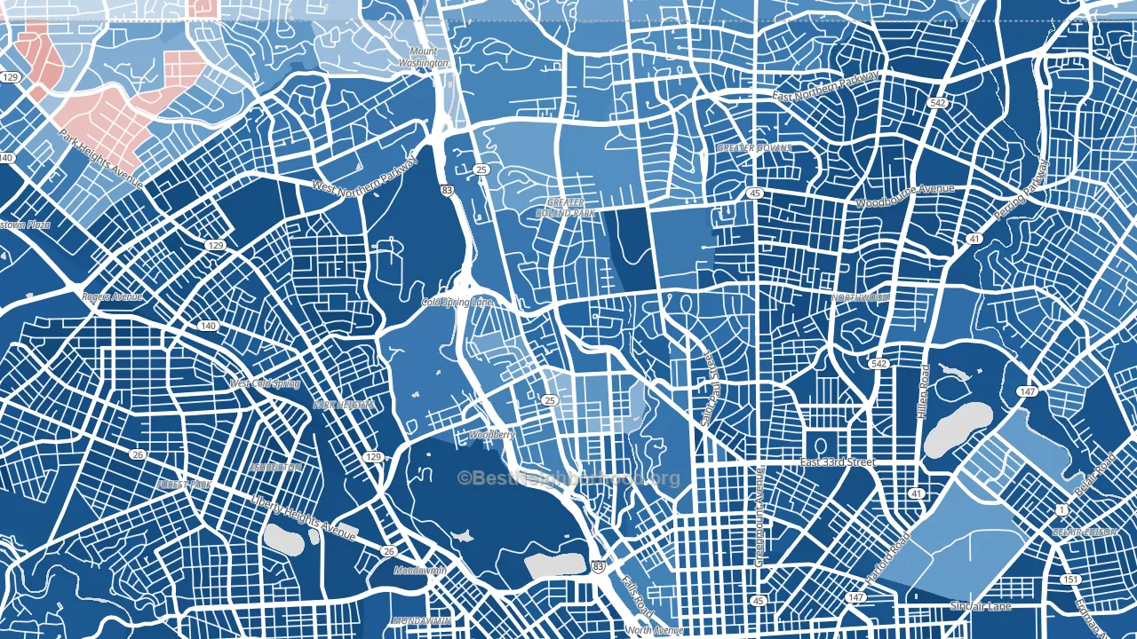 Roland Park-Homewood-Guilford, Baltimore, MD block-group political-lean map