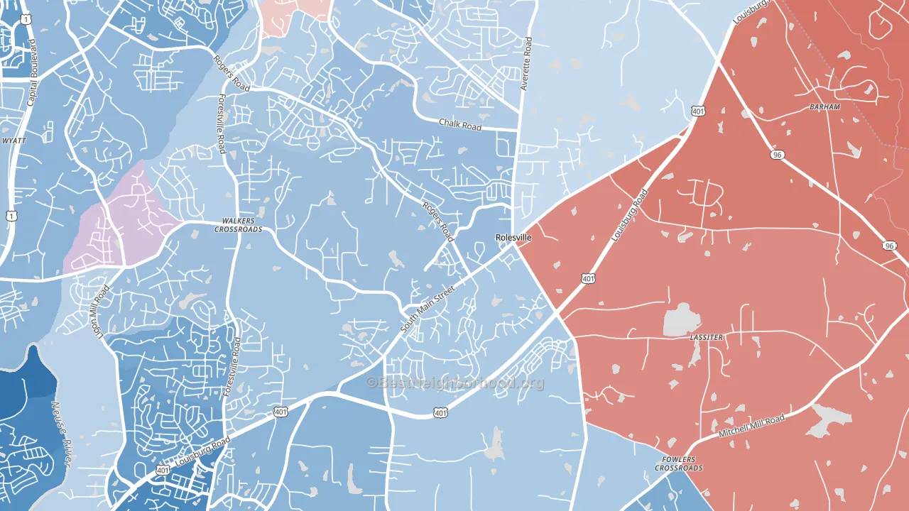 Rolesville, NC block-group political-lean map