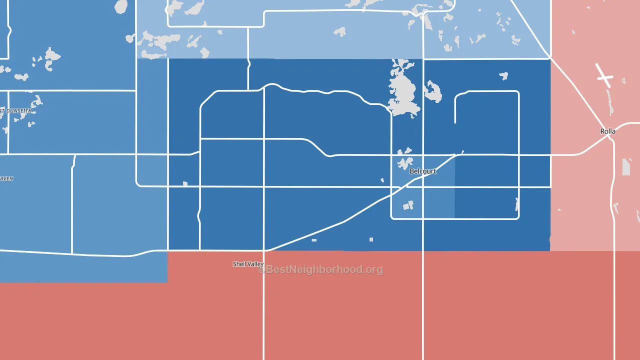 Rolette County, ND block-group political-lean map