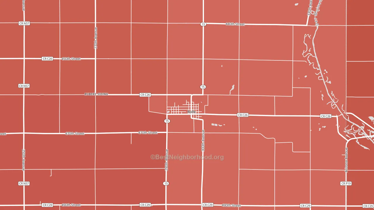 Rolfe, IA block-group political-lean map