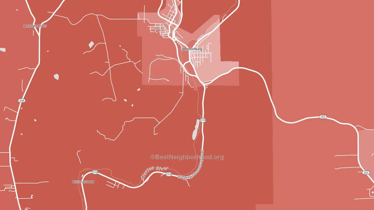 Rolfe, PA block-group political-lean map
