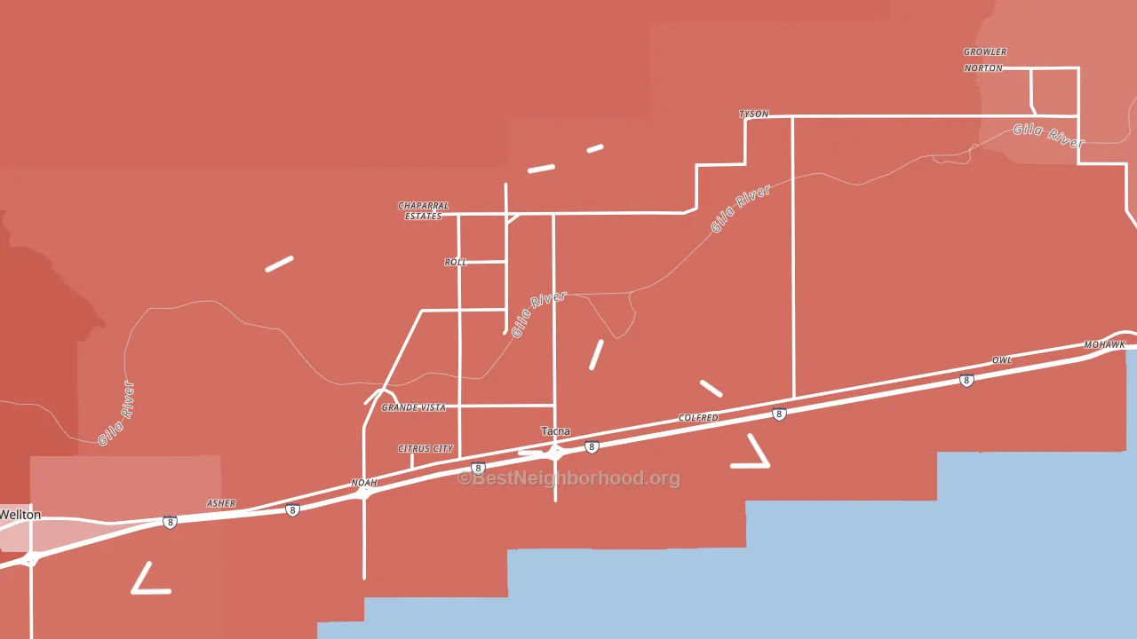 Roll, AZ block-group political-lean map