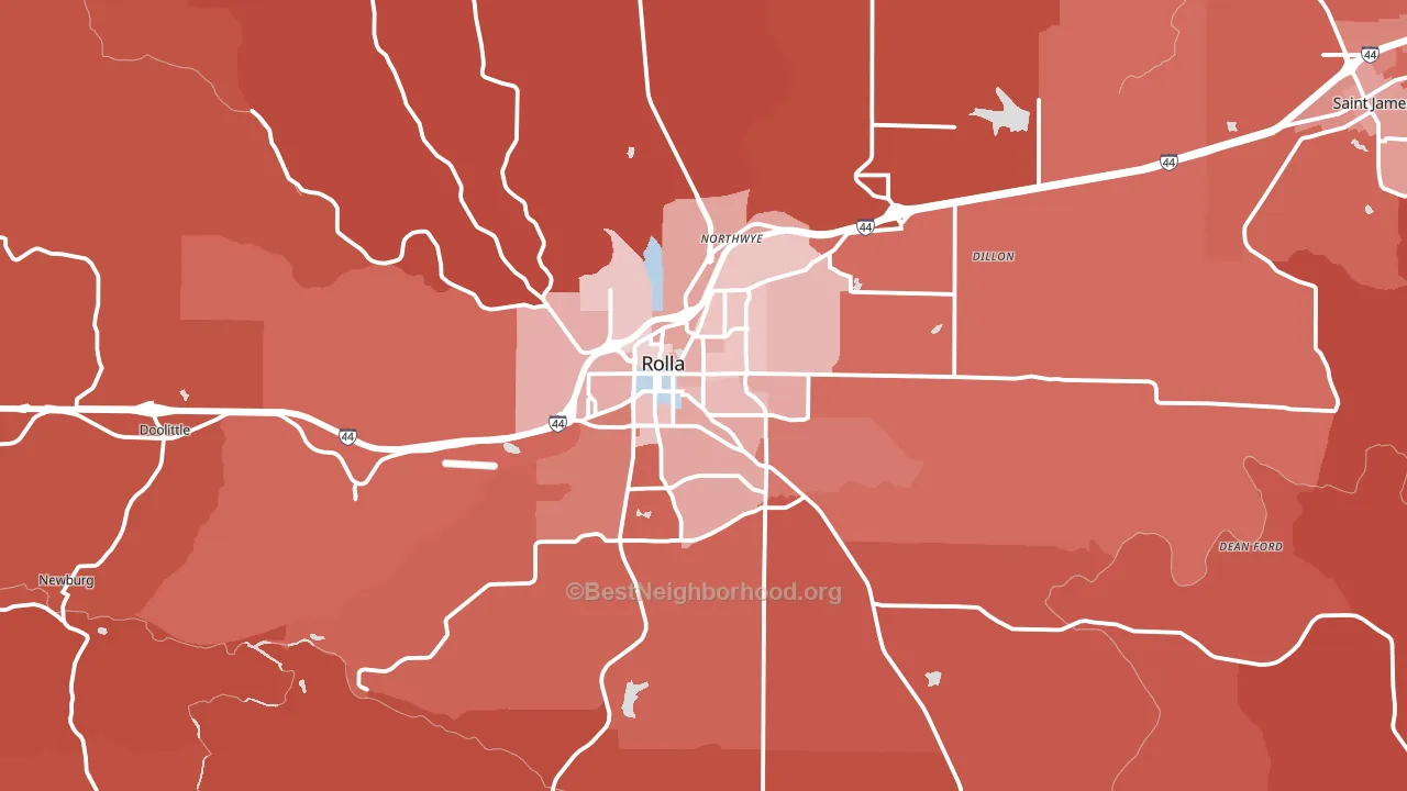 Rolla, MO block-group political-lean map