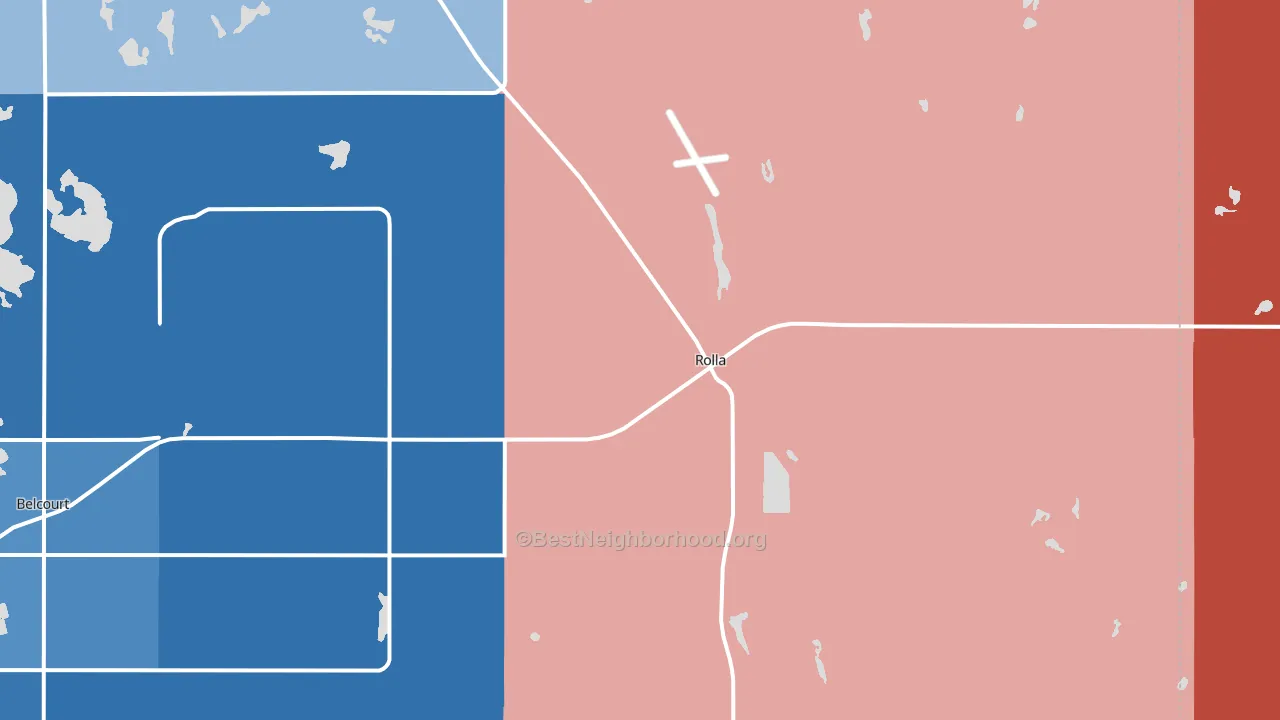 Rolla, ND block-group political-lean map