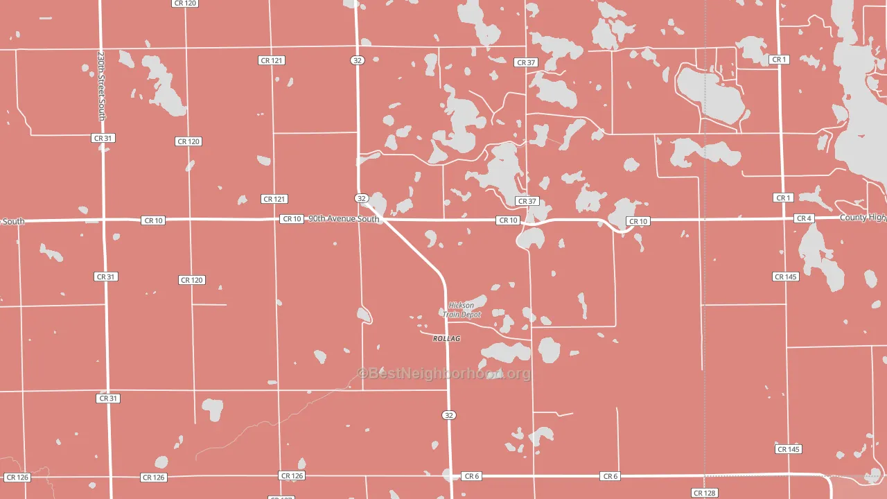 Rollag, MN block-group political-lean map