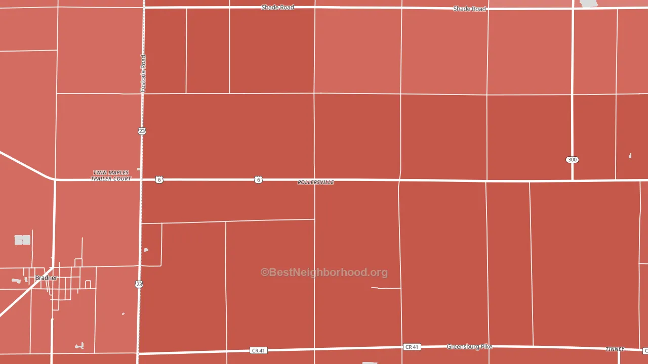 Rollersville, OH block-group political-lean map