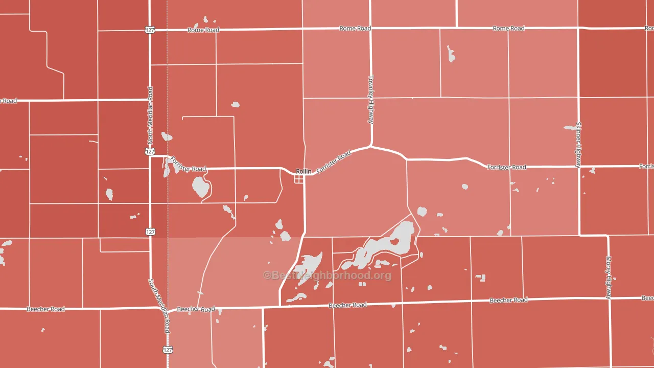 Rollin, MI block-group political-lean map