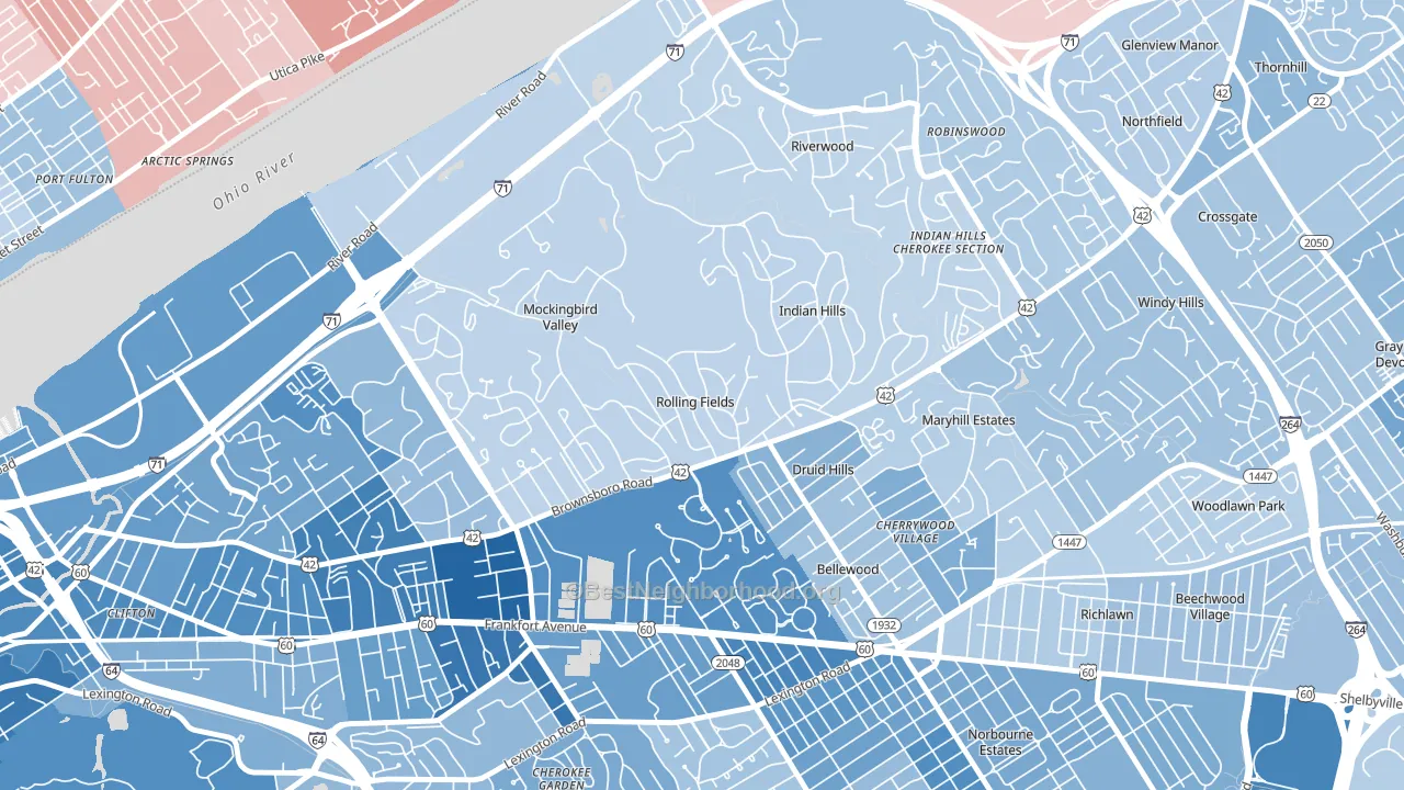 Rolling Fields, KY block-group political-lean map