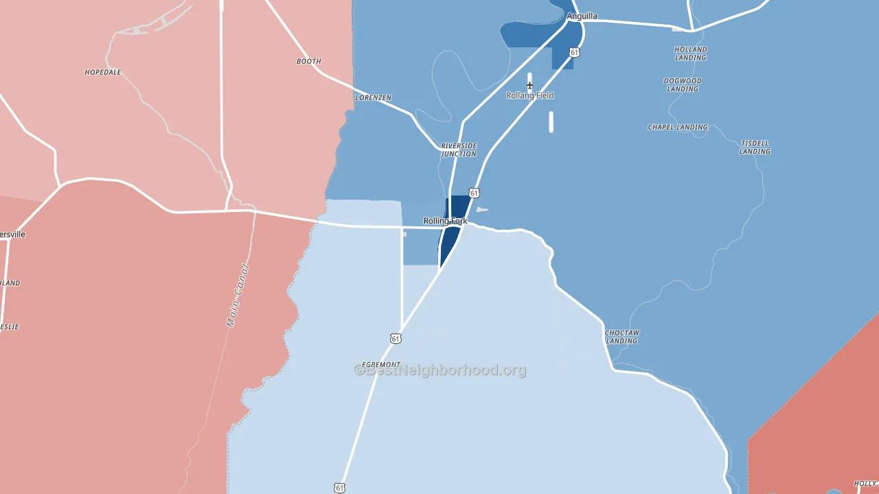 Rolling Fork, MS block-group political-lean map