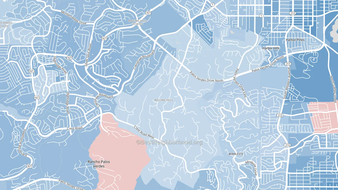 Rolling Hills, CA block-group political-lean map