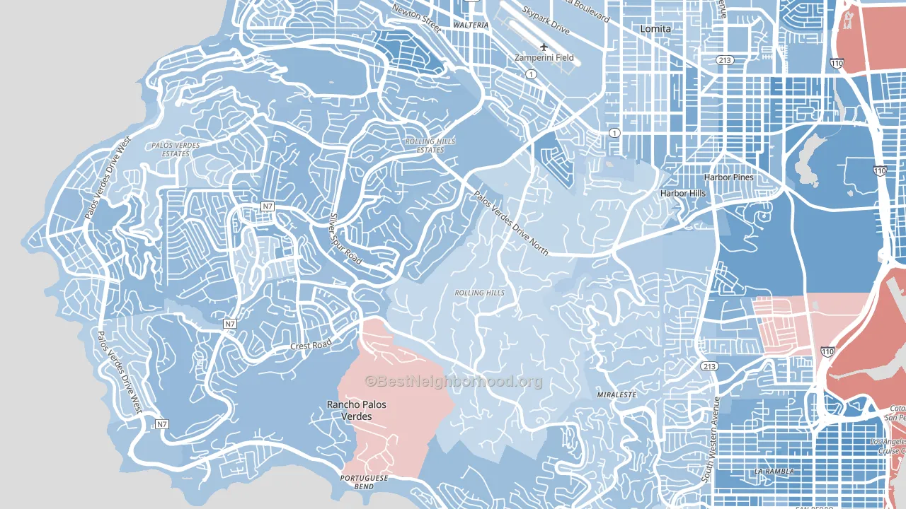 Rolling Hills Estates, CA block-group political-lean map