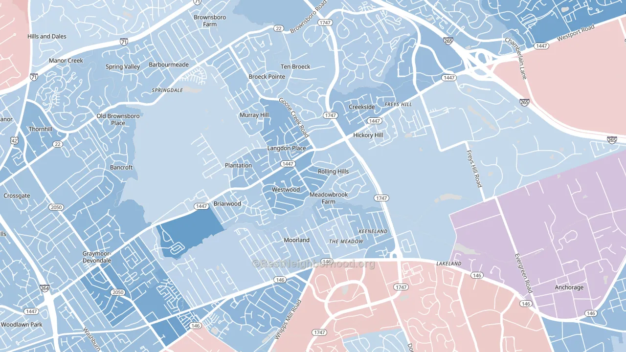 Rolling Hills, KY block-group political-lean map