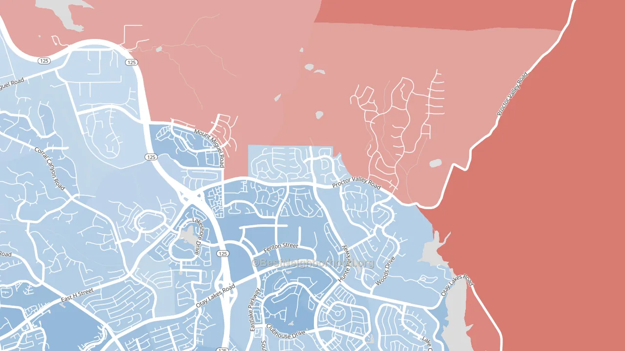 Rolling Hills Ranch, Chula Vista, CA block-group political-lean map