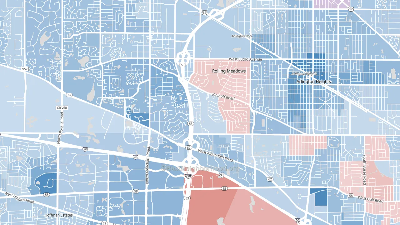 Rolling Meadows, IL block-group political-lean map
