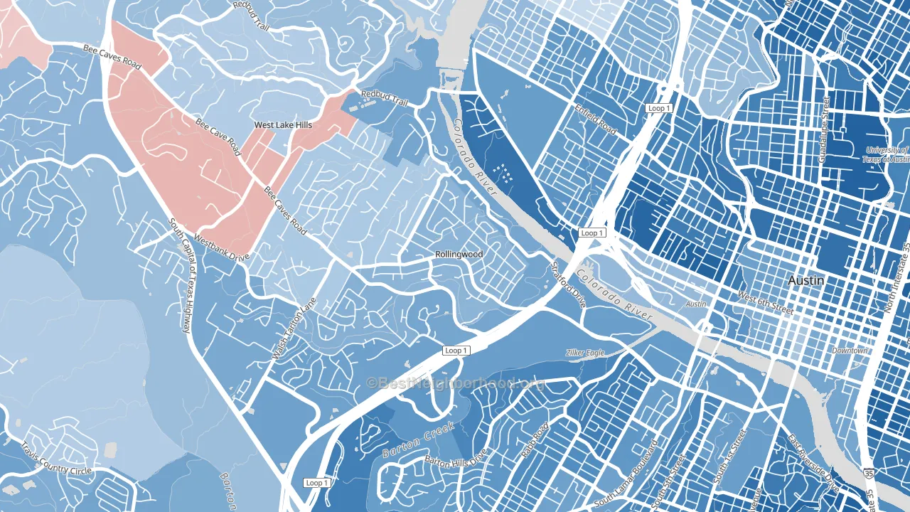 Rollingwood, TX block-group political-lean map