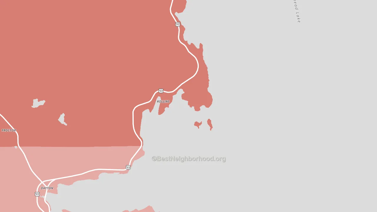Rollins, MT block-group political-lean map
