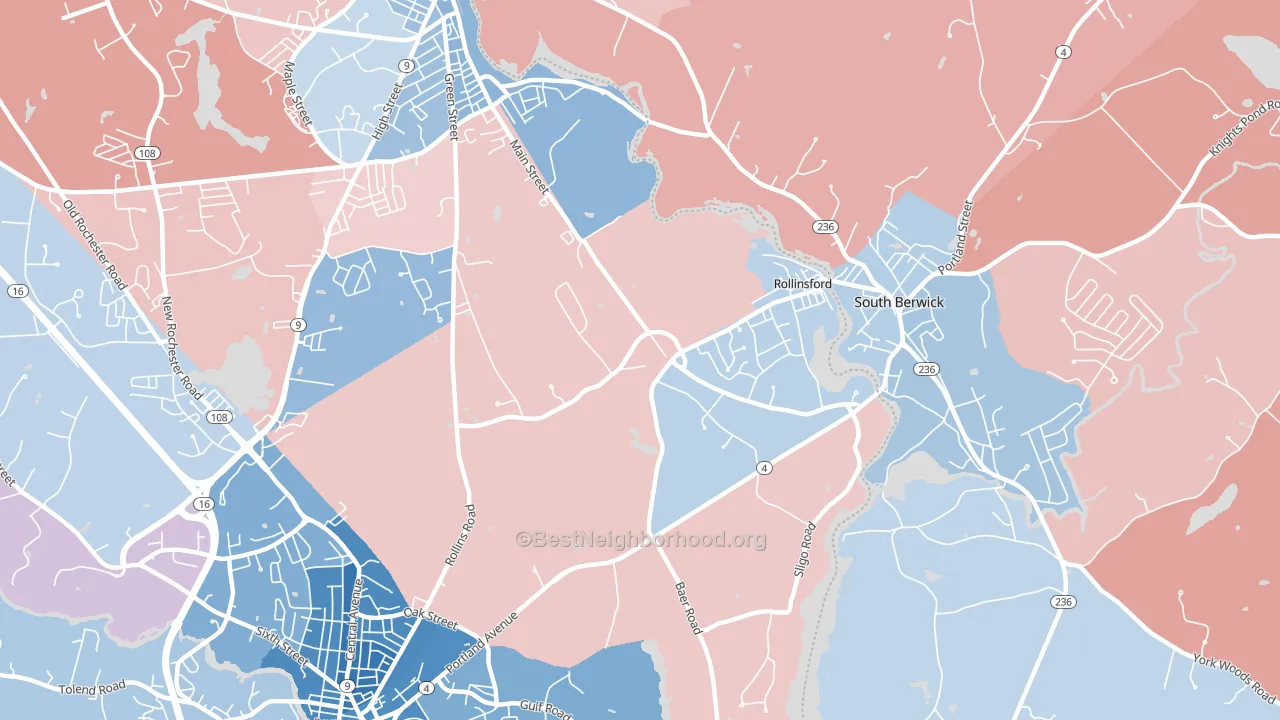 Rollinsford, NH block-group political-lean map