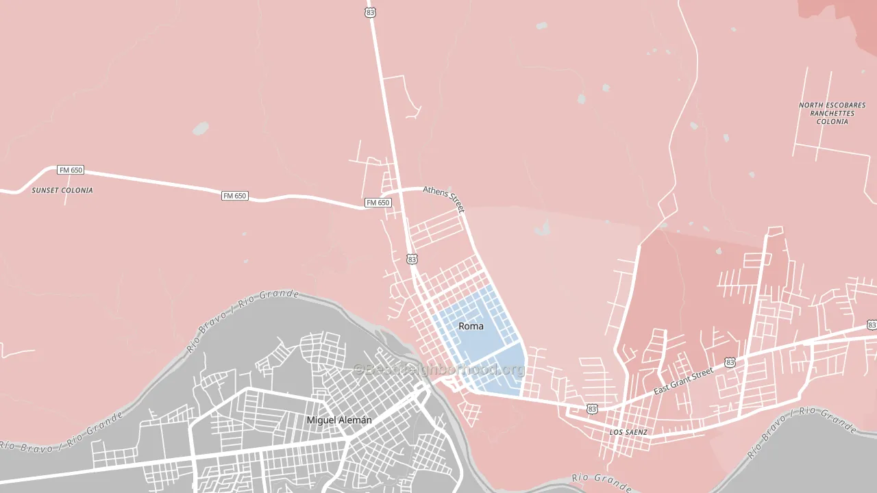 Roma Creek, TX block-group political-lean map