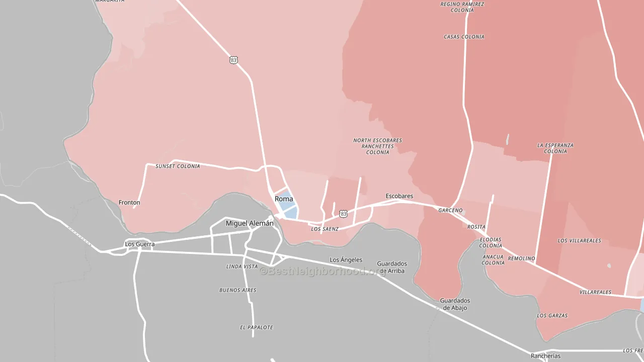 Roma, TX block-group political-lean map