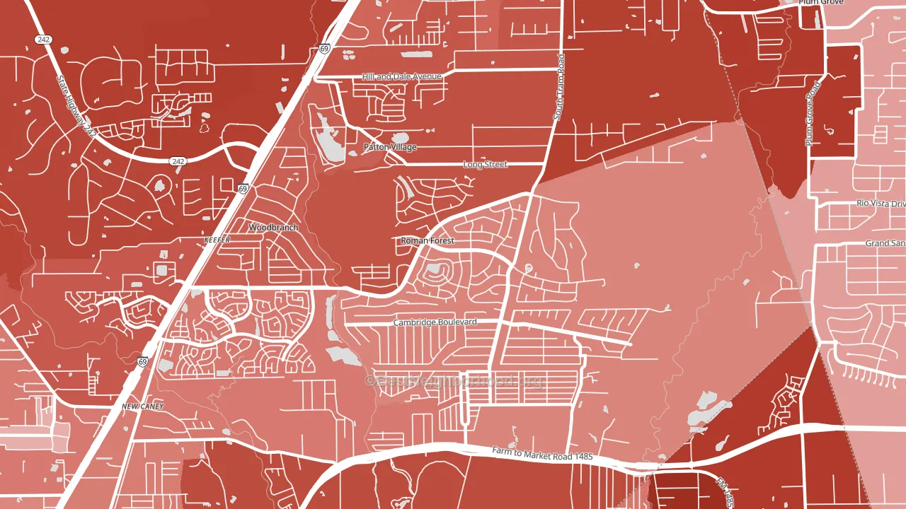 Roman Forest, TX block-group political-lean map