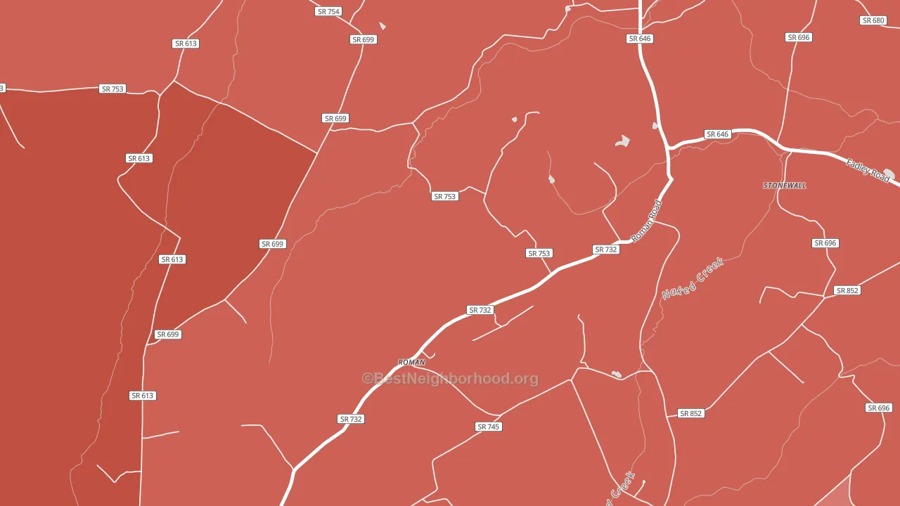 Roman, VA block-group political-lean map