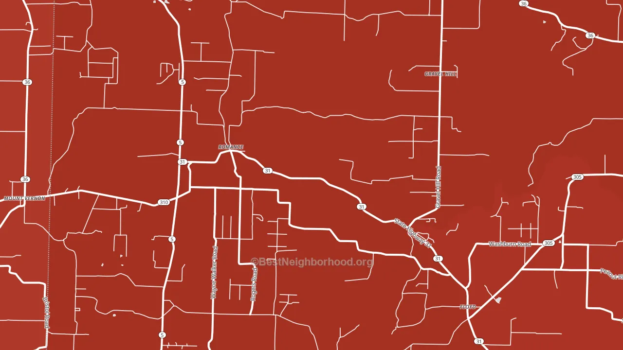 Romance, AR block-group political-lean map