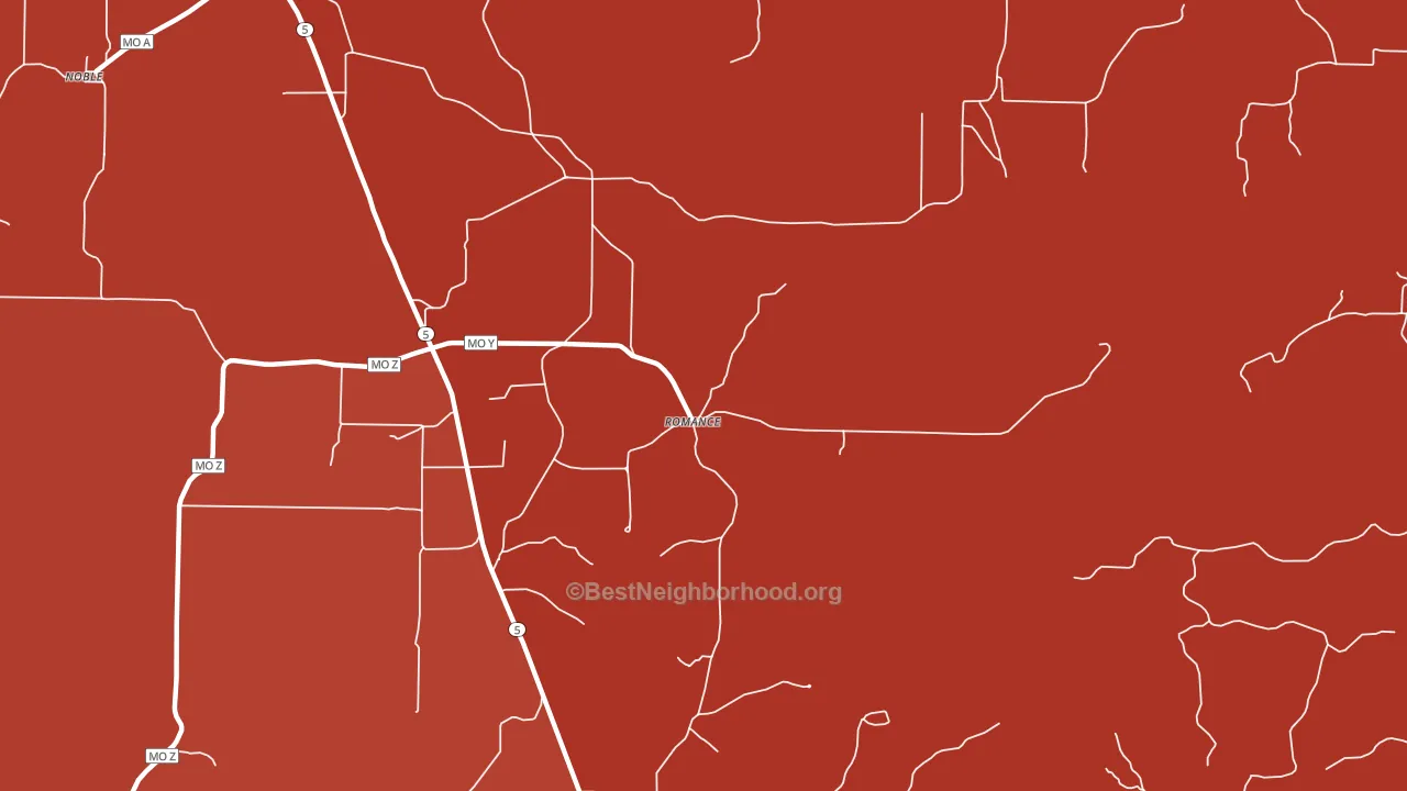 Romance, MO block-group political-lean map