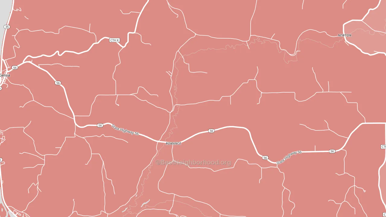 Romance, WI block-group political-lean map