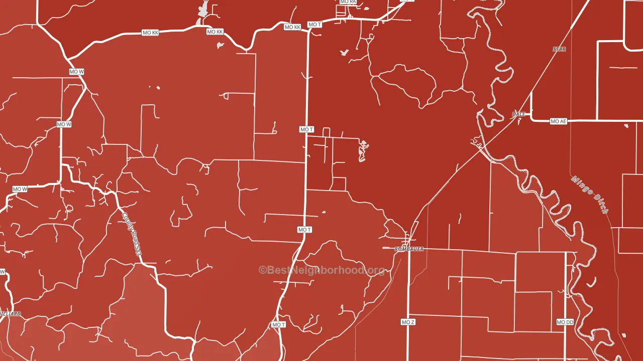 Rombauer, MO block-group political-lean map
