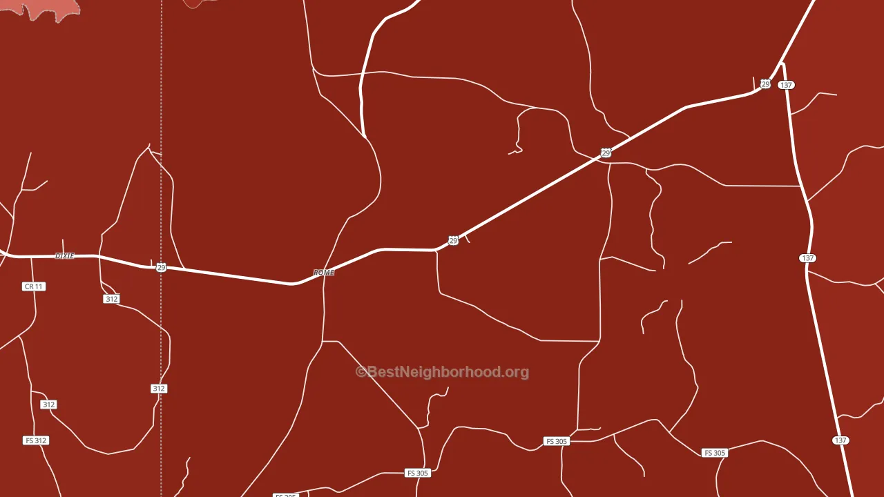 Rome, AL block-group political-lean map