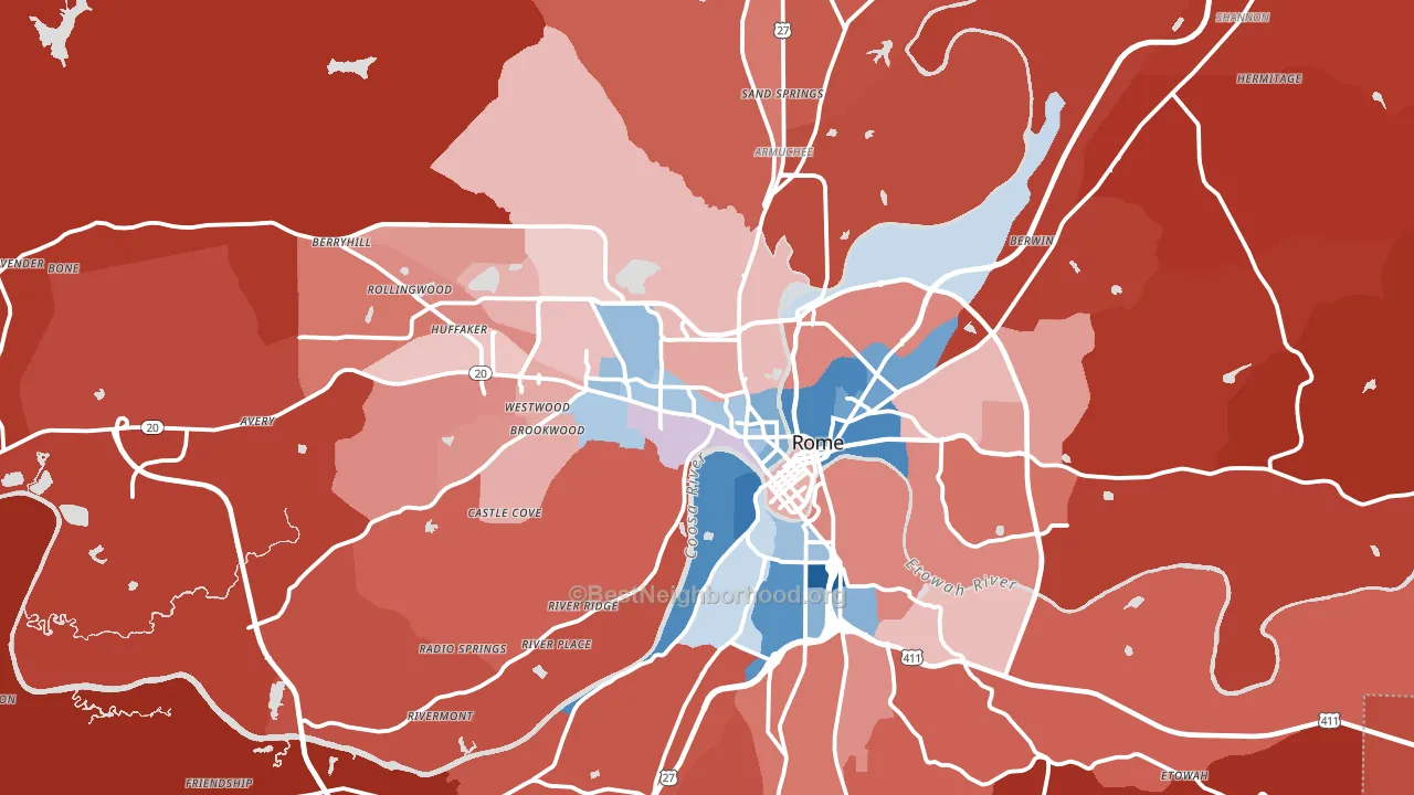 Rome, GA block-group political-lean map