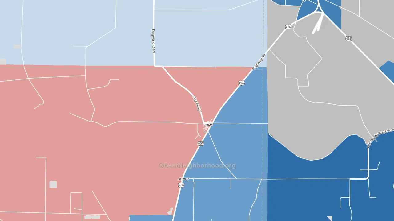 Rome, MS block-group political-lean map