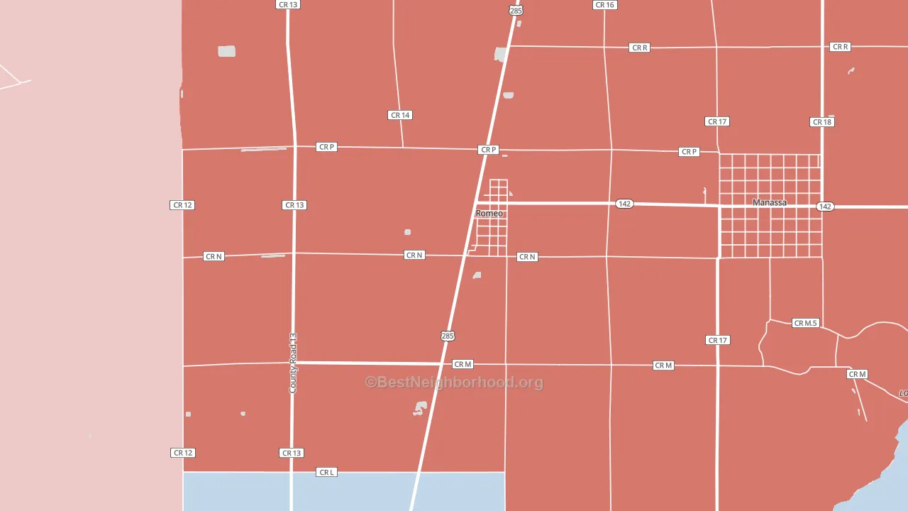 Romeo, CO block-group political-lean map