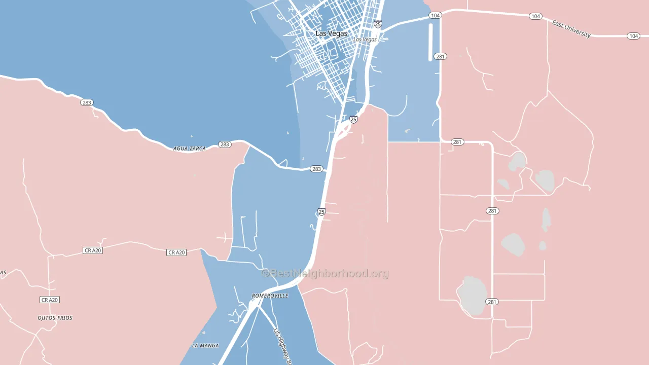 Romeroville, NM block-group political-lean map