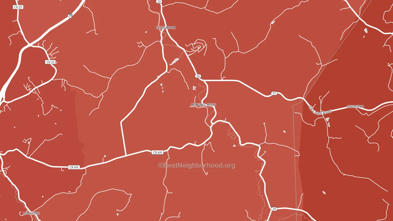 Romines Mills, WV block-group political-lean map