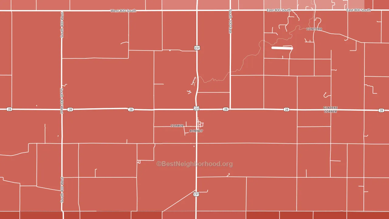Romney, IN block-group political-lean map