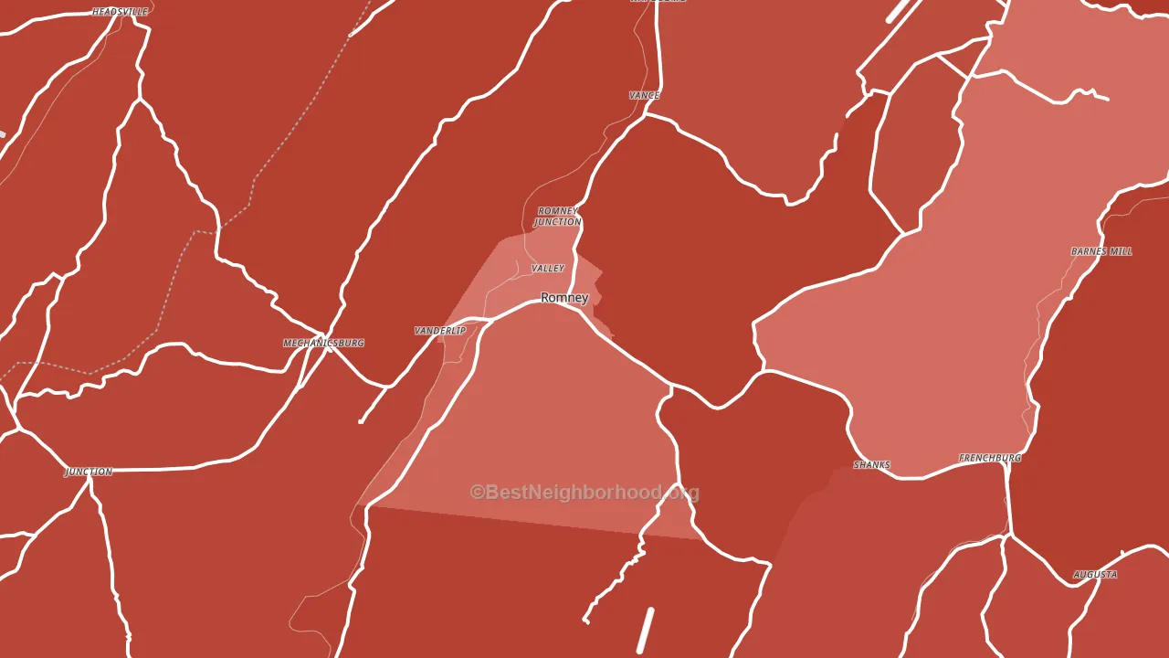 Romney, WV block-group political-lean map