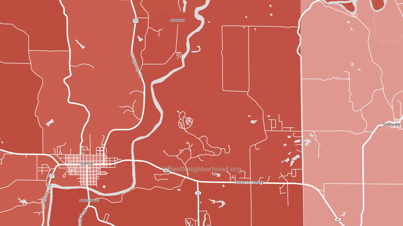 Romona, IN block-group political-lean map