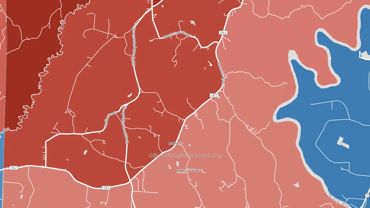 Romulus, AL block-group political-lean map