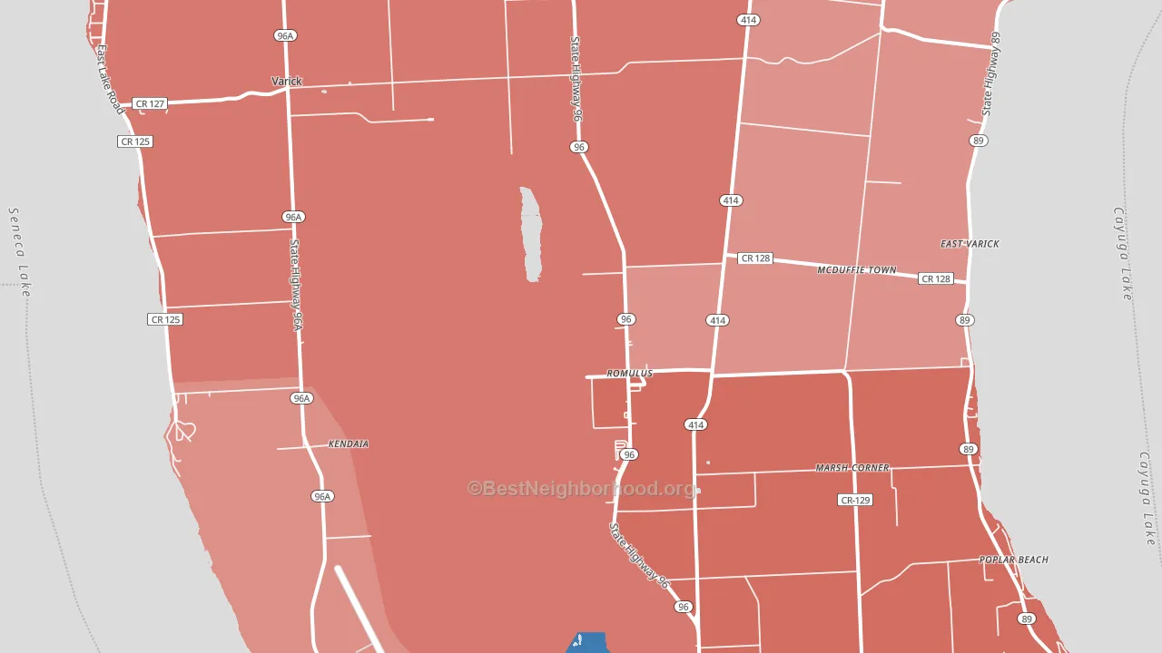Romulus, NY block-group political-lean map