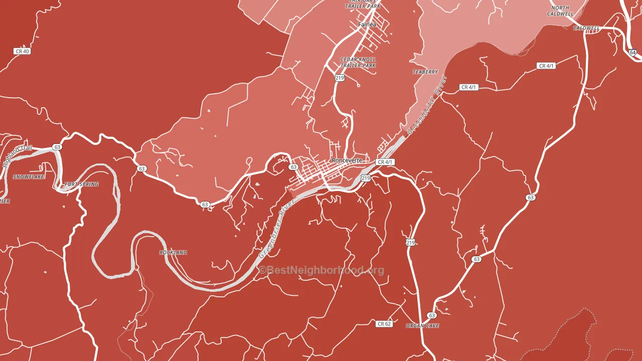 Ronceverte, WV block-group political-lean map