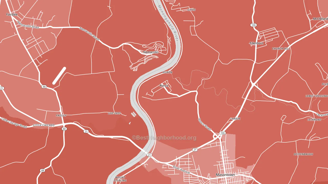 Ronco, PA block-group political-lean map