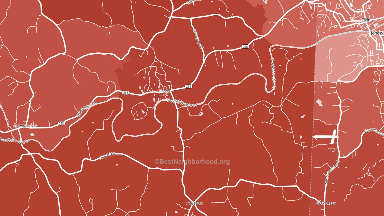 Ronda, NC block-group political-lean map