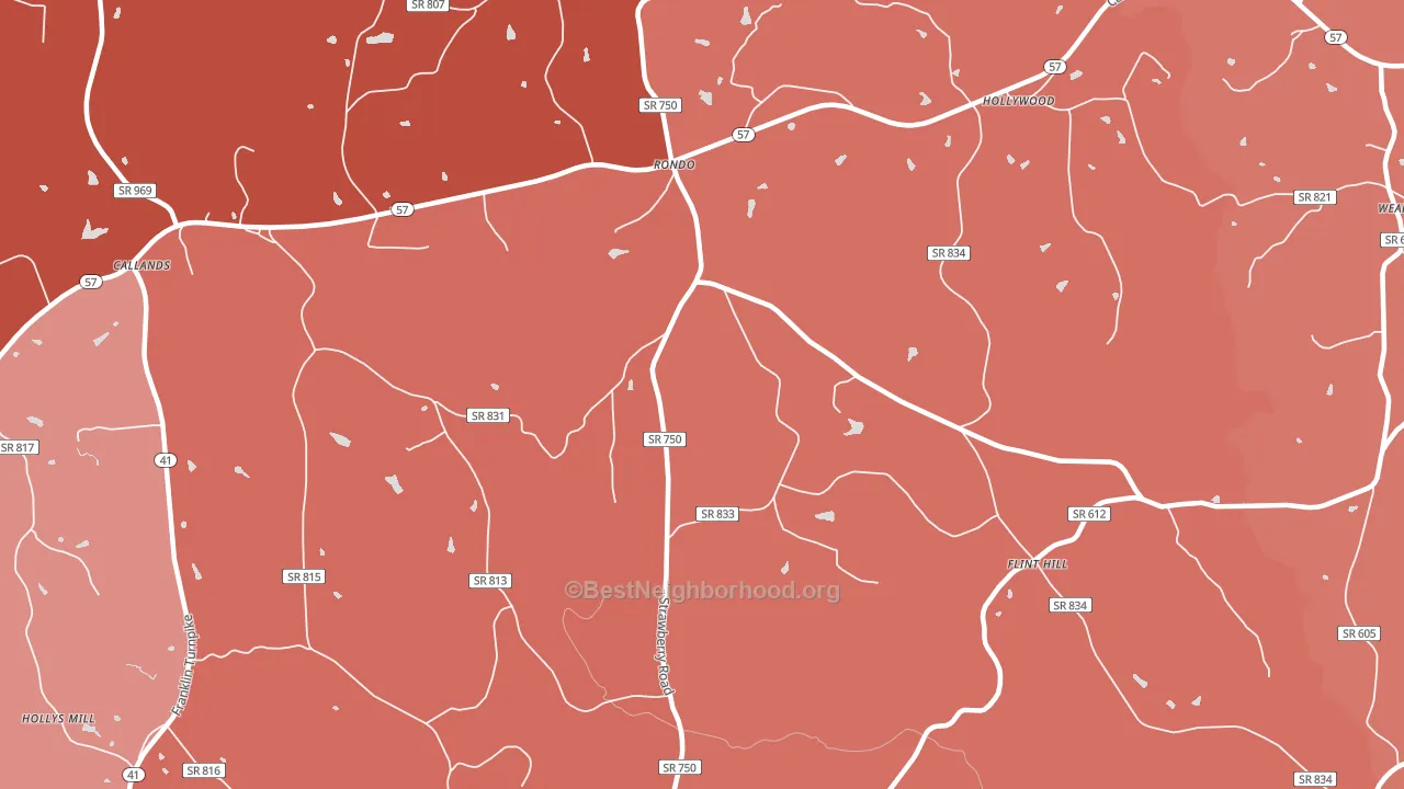 Rondo, VA block-group political-lean map