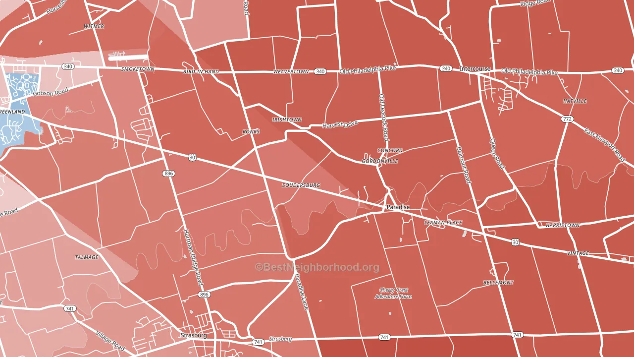 Ronks, PA block-group political-lean map