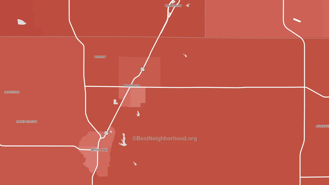 Roodhouse, IL block-group political-lean map